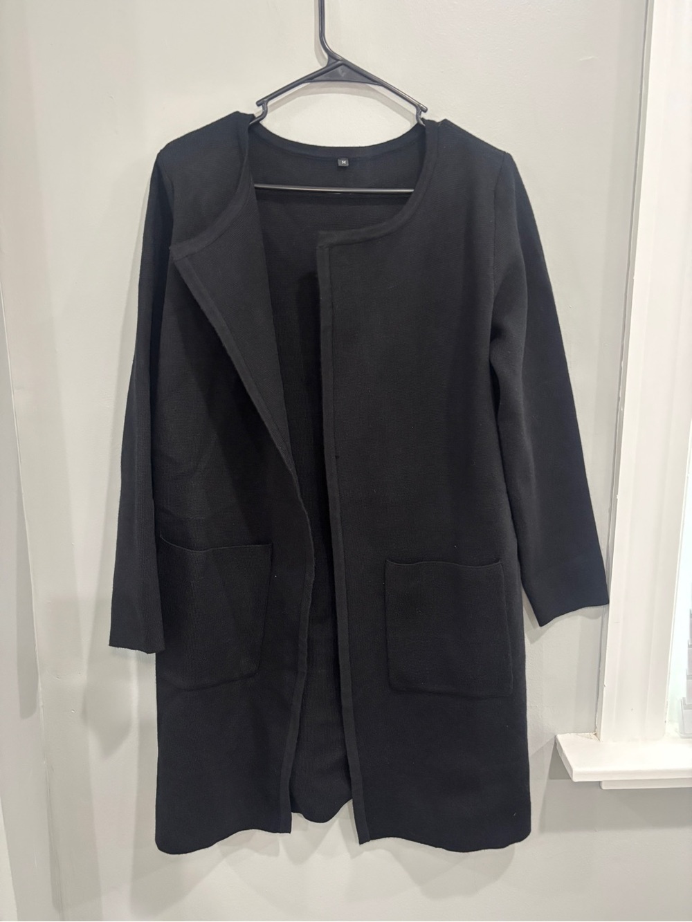 Women's black Open Front Cardigan Long Coatigan Sweater M - Picture 2 of 9